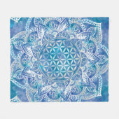 Leven in Lotus - Waterverf blauw Fleece Deken (Voorkant (Horizontaal))