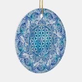 Leven in Lotus - Waterverf blauw Keramisch Ornament (Rechts)