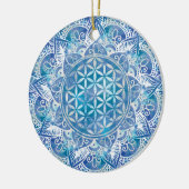 Leven in Lotus - Waterverf blauw Keramisch Ornament (Links)