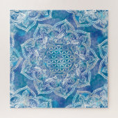 Leven in Lotus - Waterverf blauw Legpuzzel (Horizontaal)
