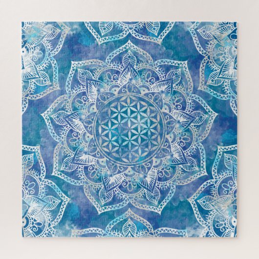Leven in Lotus - Waterverf blauw Legpuzzel (Verticaal)
