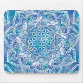 Leven in Lotus - Waterverf blauw Muismat (Voorkant)