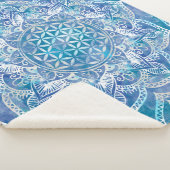 Leven in Lotus - Waterverf blauw Sherpa Deken (3/4)