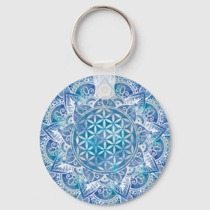 Leven in Lotus - Waterverf blauw Sleutelhanger
