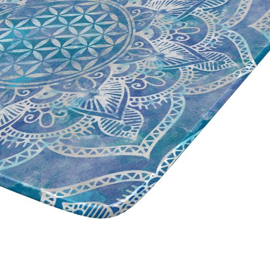 Leven in Lotus - Waterverf blauw Snijplank (Hoek)