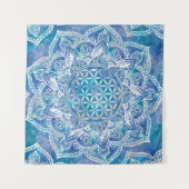 Leven in Lotus - Waterverf blauw Wandkleed (Voorkant (horizontaal))