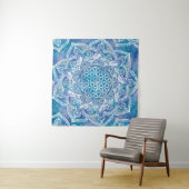 Leven in Lotus - Waterverf blauw Wandkleed (In Situ (horizontaal))