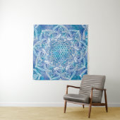Leven in Lotus - Waterverf blauw Wandkleed (In situ)