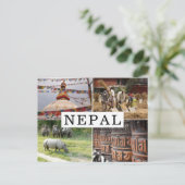 Leven in Nepal: toeristische fotocollage Briefkaart (Staand voorkant)