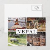 Leven in Nepal: toeristische fotocollage Briefkaart (Voorkant / Achterkant)