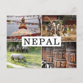 Leven in Nepal: toeristische fotocollage Briefkaart