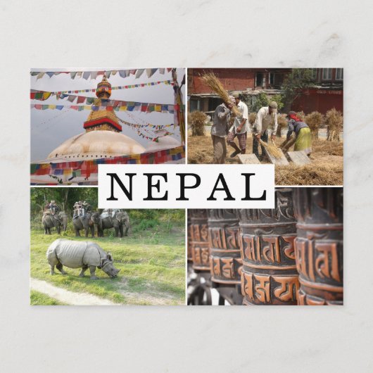 Leven in Nepal: toeristische fotocollage Briefkaart (Voorkant)