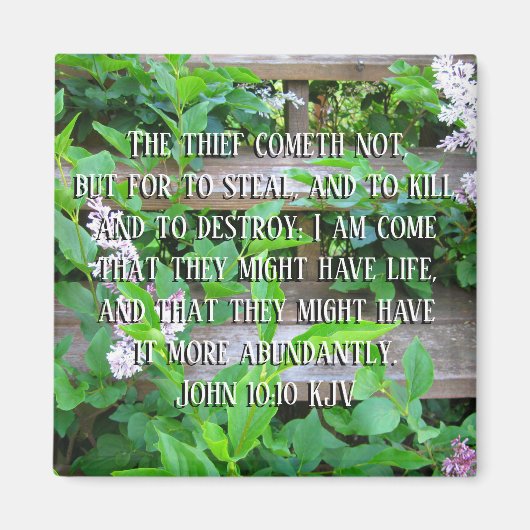 Leven in Overvloed, Johannes 10:10, Bijbelvers Magneet (Voorkant)