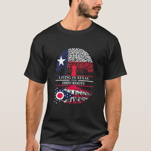 Leven in Texas met Ohio Roots Ancestry T-shirt (Voorkant)