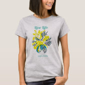 Leven in volle bloei gele watel bloemen citaat t-shirt (Voorkant)