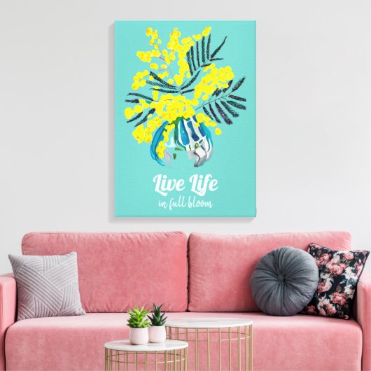 Leven in volle bloei Yellow Wattle Mimosa flower Canvas Afdruk (Insitu (Woonkamer))