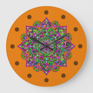 Leven - Indiaas Mandala 1 Grote Klok