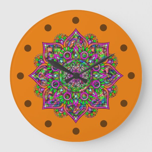 Leven - Indiaas Mandala 1 Grote Klok (Voorkant)