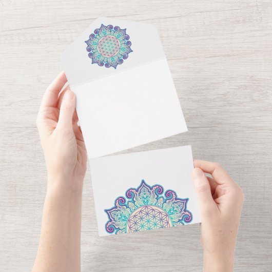 Leven - Indiaas Mandala 2 All In One Uitnodiging (Afscheurbaar)