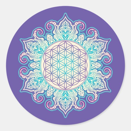 Leven - Indiaas Mandala 2 Ronde Sticker (Voorkant)