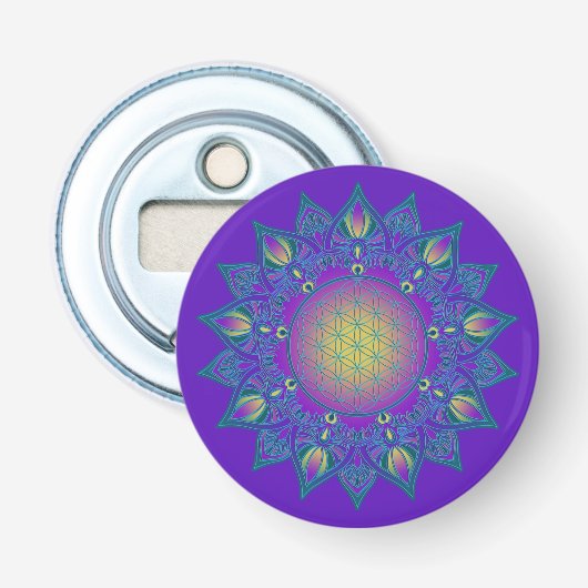 Leven - Indiaas Mandala 3 Button Flesopener (Voorkant)