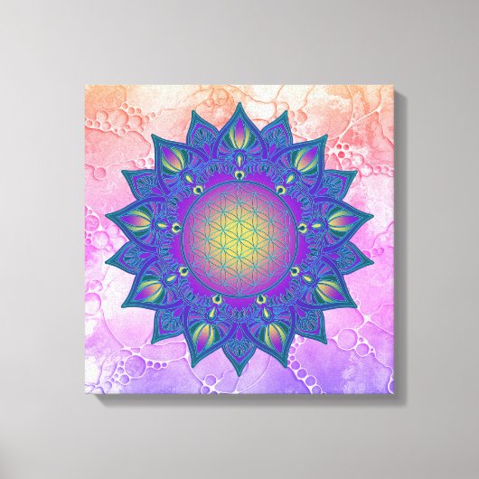 Leven - Indiaas Mandala 3 Canvas Afdruk (Voorkant)