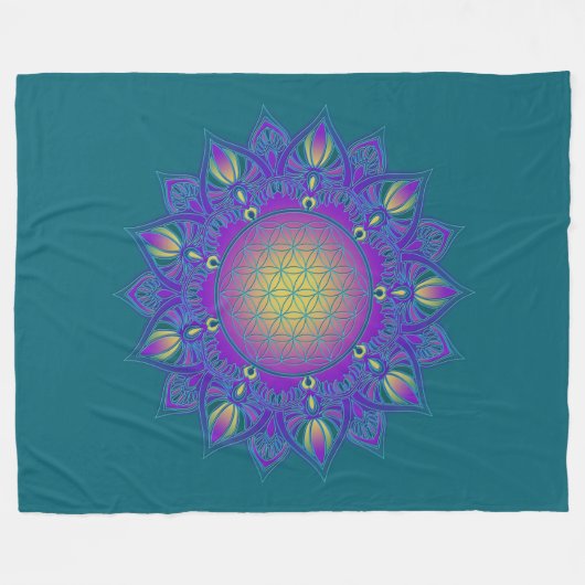 Leven - Indiaas Mandala 3 Fleece Deken (Voorkant (Horizontaal))