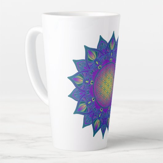 Leven - Indiaas Mandala 3 Latte Mok (Linkerhoek)