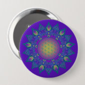 Leven - Indiaas Mandala 3 Ronde Button 4,0 Cm (Voorkant /achterkant)