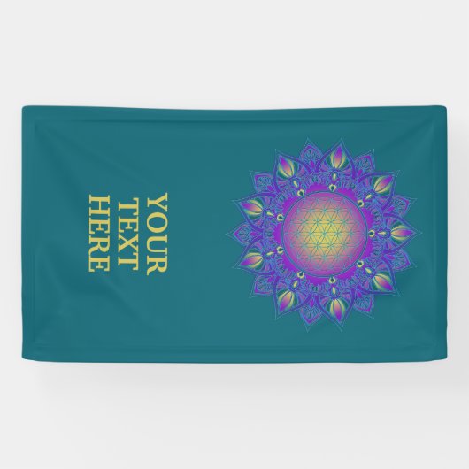 Leven - Indiaas Mandala 3 Spandoek (Horizontaal)