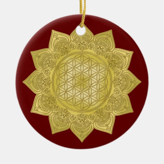 Leven - Indiaas Mandala 4 Keramisch Ornament (Voorkant)