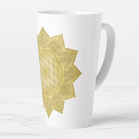 Leven - Indiaas Mandala 4 Latte Mok (Rechterhoek)