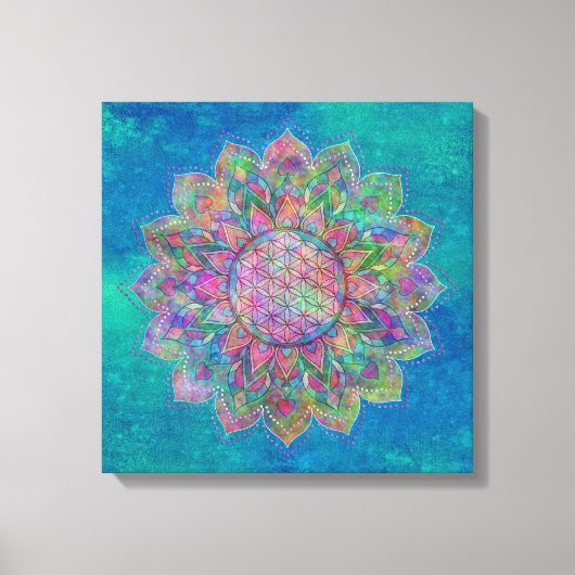 Leven - Indiaas Mandala 7c Canvas Afdruk (Voorkant)