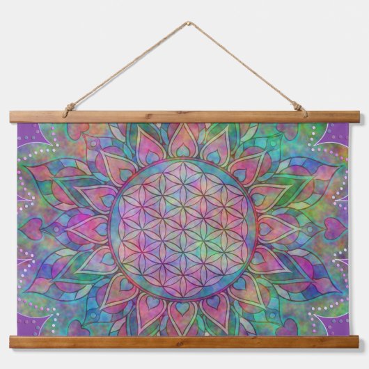 Leven - Indiaas Mandala 7c Hangend Wandkleed (Voorkant)