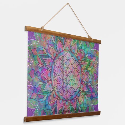 Leven - Indiaas Mandala 7c Hangend Wandkleed (Gebogen)