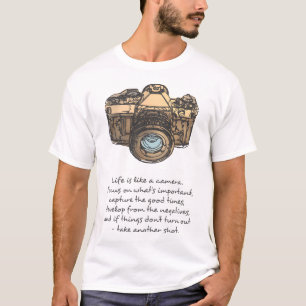Leven is als een camera citaat en illustratie t-shirt