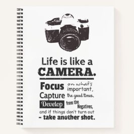 Leven is als een camera Motivatie Citaat Notitiebo Notitieboek