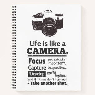 Leven is als een camera Motivatie Citaat Notitiebo Notitieboek