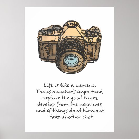 Leven is als een camera quote poster (Voorkant)