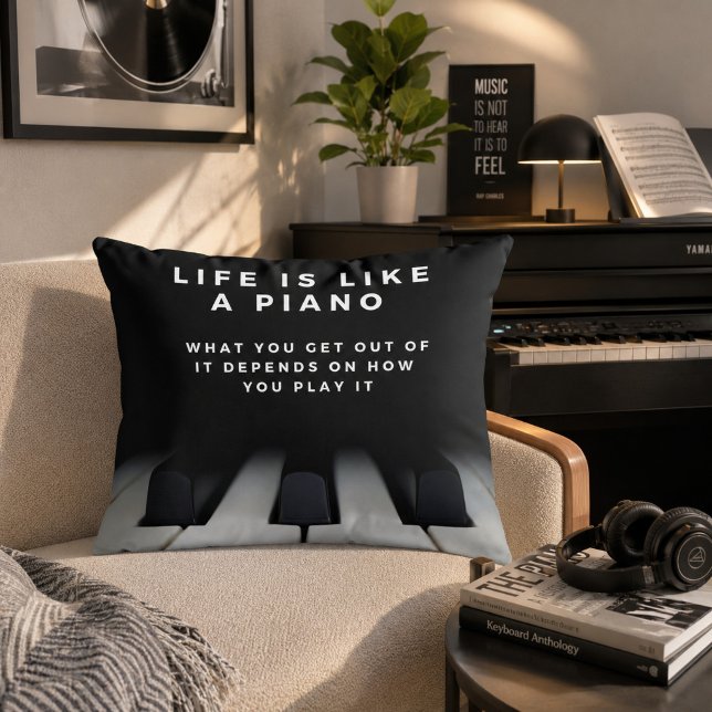 Leven is als een piano Inspirerend Accent Kussen (When life gets complicated, take a seat and play your next note.)