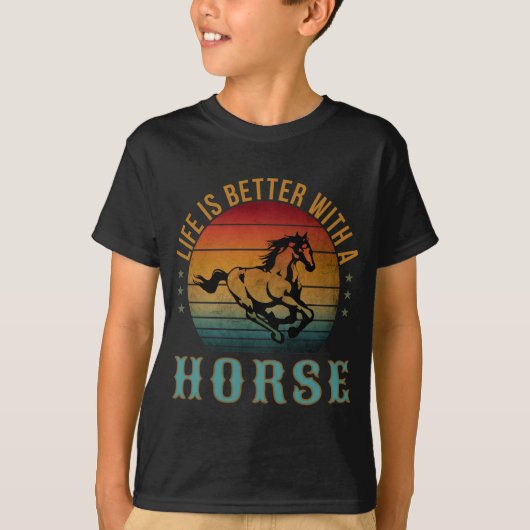 LEVEN IS BEETER MET EEN PAARD T-SHIRT (Voorkant)