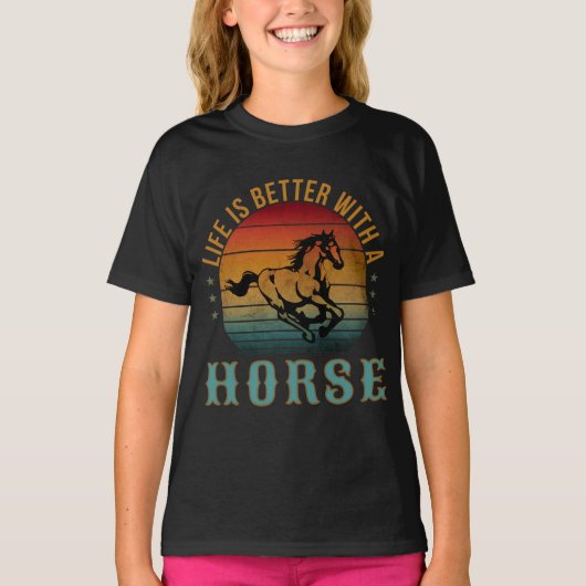 LEVEN IS BEETER MET EEN PAARD T-SHIRT (Voorkant)