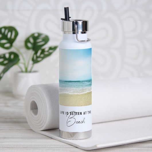 Leven Is Beter Aan De Strand Foto Waterfles (Yoga)