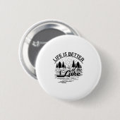 Leven Is Beter Aan Het Meer Grappige Bootliefhebbe Ronde Button 5,7 Cm (Voorkant /achterkant)