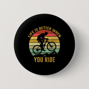 Leven is beter als je mountainbiken Vinta Ronde Button 5,7 Cm