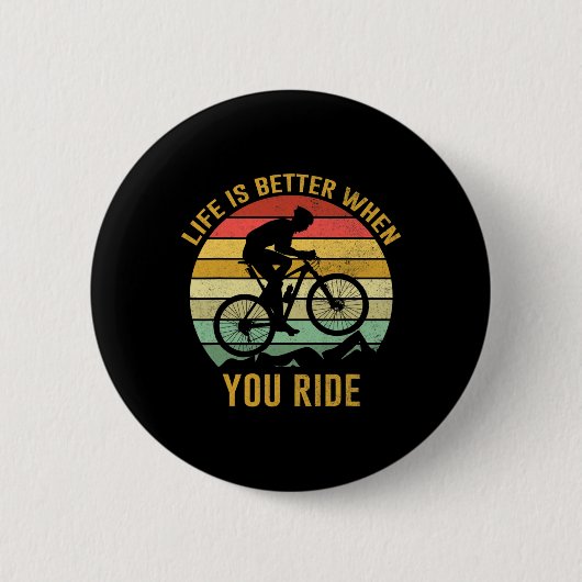Leven is beter als je mountainbiken Vinta Ronde Button 5,7 Cm (Voorkant)
