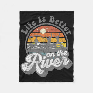 Leven Is Beter Bij De Rivier Grappige Pontonboot B Fleece Deken