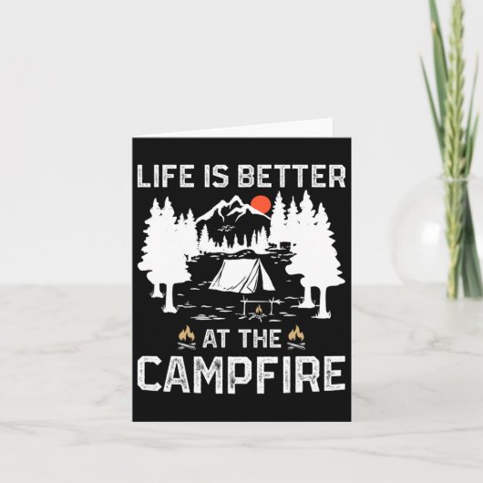 Leven is beter bij het kampvuur Camper Bos Kamp Kaart (Voorkant)