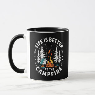 Leven is beter bij het kampvuur Grappig kamperen Mok