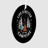 Leven is beter bij het kampvuur Grappig kamperen Ornament (voorkant)